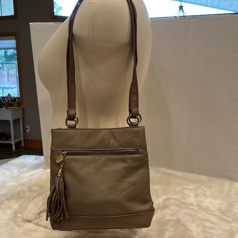 Worthington pink/light mauve/tan ish shoulder bag, gray interior